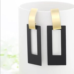 Black Golden Geometric Hanging Earrings